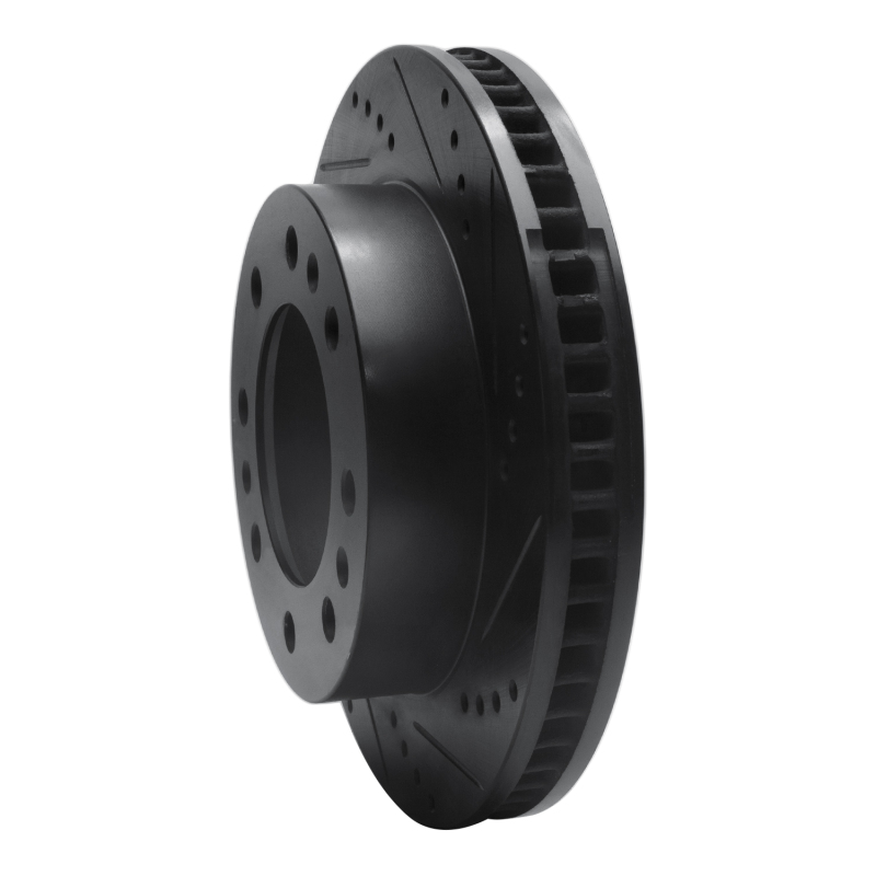 Cadillac DTS Brake Rotor (1) - Front Right - R1 Concepts - Drilled & Slotted - Black - `06-`11